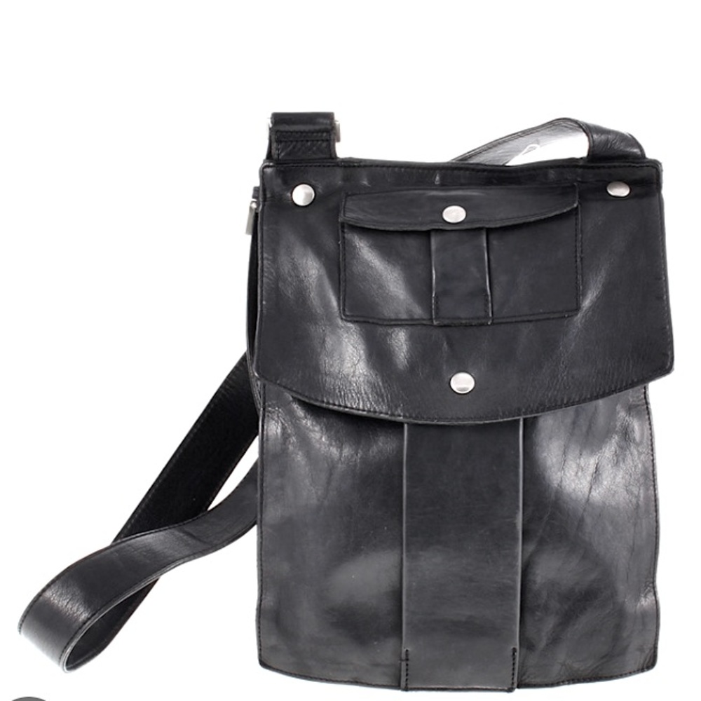 H&M x Karl Lagerfeld black leather cross body bag with silver hardware *Rare*